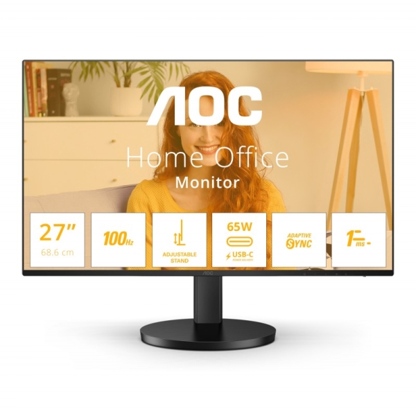 AOC B3 Monitor 27" LED IPS FullHD 1080p 100Hz - Respuesta 1ms - Angulo de Vision 178° - Altavoces Incorporados - USB-C, HDMI, Audio - Montaje VESA 100x100