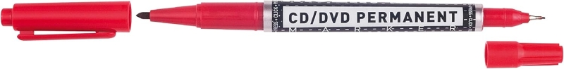 Molin Rotulador Permanente para CD, DVD - Doble Punta 0.4 y 1mm - Tinta Permanente con Base Alcohol - Color Rojo