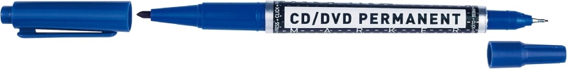 Molin Rotulador Permanente para CD, DVD - Doble Punta 0.4 y 1mm - Tinta Permanente con Base Alcohol - Color Azul