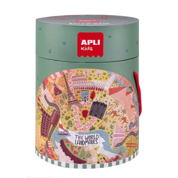 Apli Puzzle Circular Monumentos de 48 Piezas - Tamaño Ø50cm - Poster para Facilitar Montaje - Recomendado para Niños a partir de 5 Años