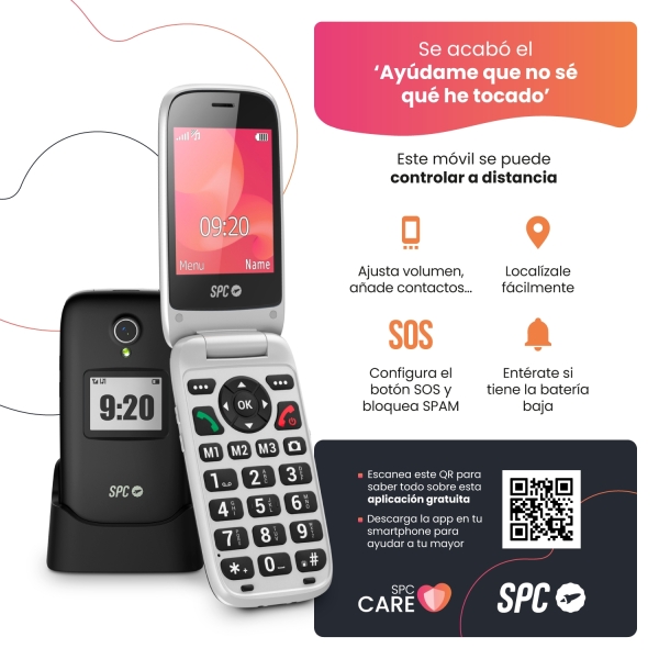 SPC Polaris Telefono Movil 4G con Pantallas Principal 2.8" Exterior 1.4" y Tapa - Camara, Radio FM, Linterna - Manos Libres - Co