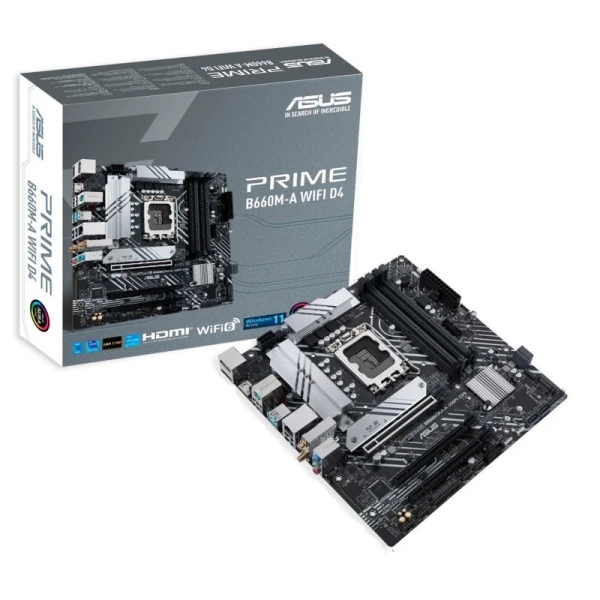 Asus Prime B660M-A WiFi D4 Placa Base Intel 1700 4x DDR4 - WiFi, Bluetooth, HDMI, M.2, PCIe3.0, 4.0, 4x Sata III, USB 3.2, Micro