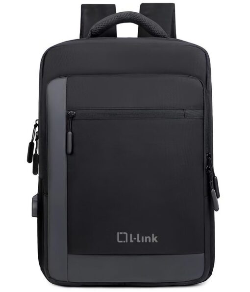 L-Link Mochila para Portatil 15.6" - Bolsillo Exterior - Puerto USB Exterior para Carga - Interior Compartimentado - Cobertura Exterior Repelente a Agua - Color Negro/Gris