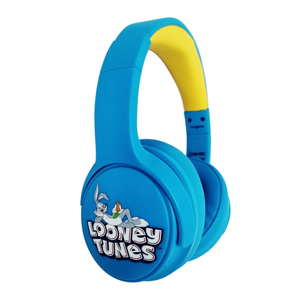 FR-TEC Looney Tunes Auriculares Gaming Bluetooth con Microfono Integrado - Limitacion de 85dB - Diadema Ajustable - Almohadillas Acolchadas - Color Azul/Amarillo