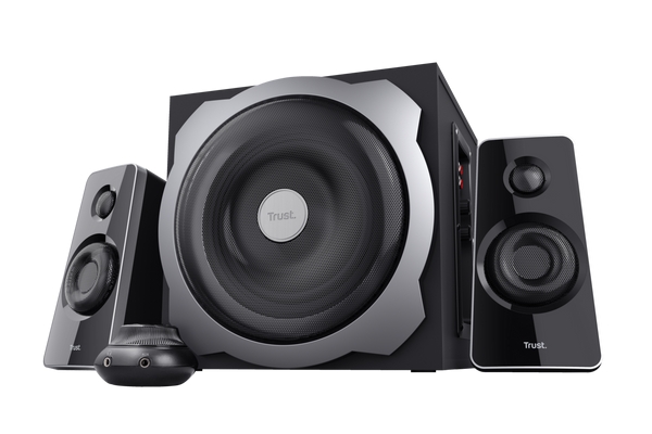 Trust Tytan Juego de Altavoces 2.1 USB 120W - Subwoofer de Madera - Mando a Distancia - Entrada Jack 3.5mm - Color Negro