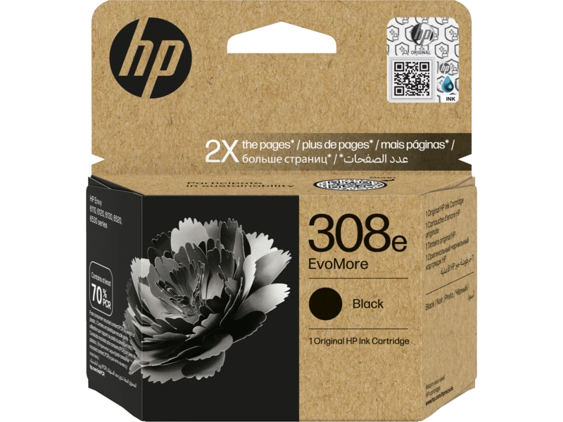 HP Cartuccia di inchiostro nero originale EvoMore 308e