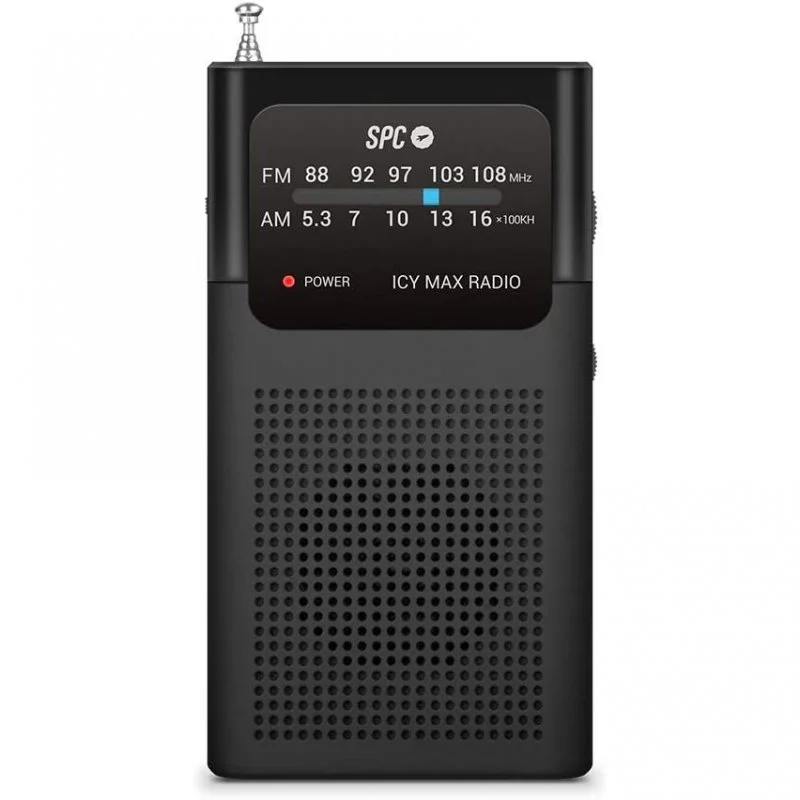 SPC Icy Max Radio Portatil Analogica FM/AM - Entrada Jack 3.5mm - Antena Telescopica - Alimentacion con Pilas - Color Negro