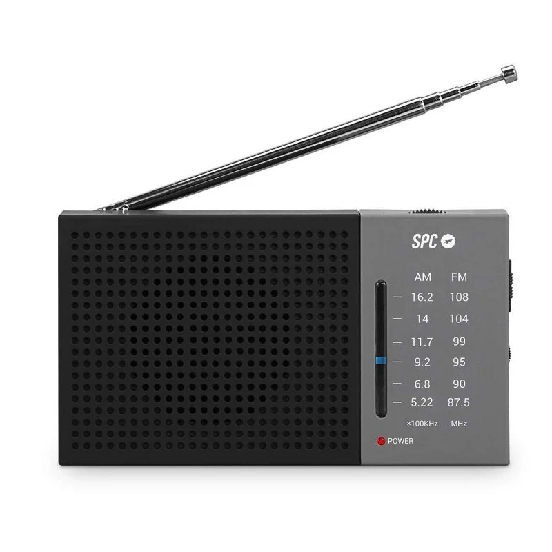 SPC Jetty Lite Radio Portatil Analogica FM/AM - Entrada Jack 3.5mm - Antena Telescopica - Alimentacion con Pilas - Color Negro/Gris