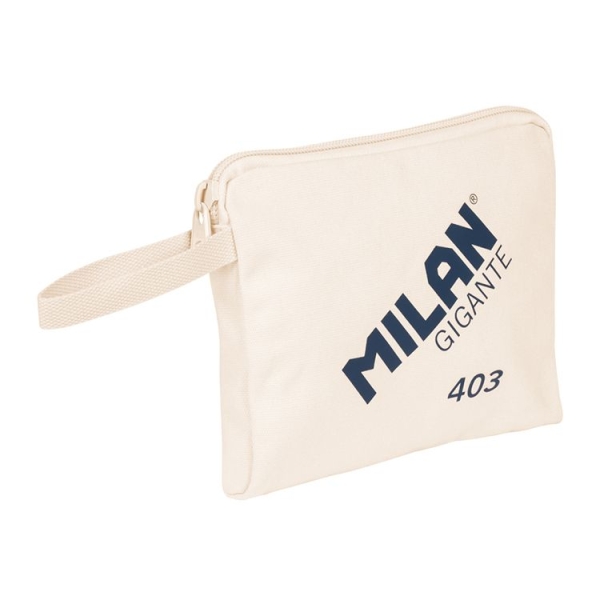 Milan Serie 1918 Gigante 403 Bolsa de Mano - Tamaño 26,5x22x3cm - Cierre de Cremallera - 100% Algodon - Color Beige