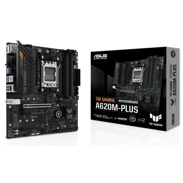 Asus TUF Gaming A620M-PLUS Placa Base AMD PCIe 3.0, 4.0, 4x DDR5, 2x M.2, 4x SATA III, RJ-45, USB-A, USB-C - Factor de Forma Mic