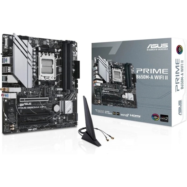 Asus Prime B650M-A WIFI II Placa Base AM5 Wi-Fi 6, M.2 PCIe 5.0, Realtek 2.5Gb Ethernet, Puertos USB 3.2 Gen 2, USB 3.2 Gen 1 Ty