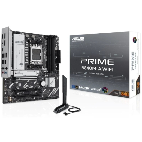 Asus Prime B840M-A WIFI Placa Base AM5 -WiFi, Bluetooth, 4x DDR5, 3x M2, 4x Sata III, PCIe 3.0, 4.0, USB 2.0, 3.2, USB-C, RJ-45,