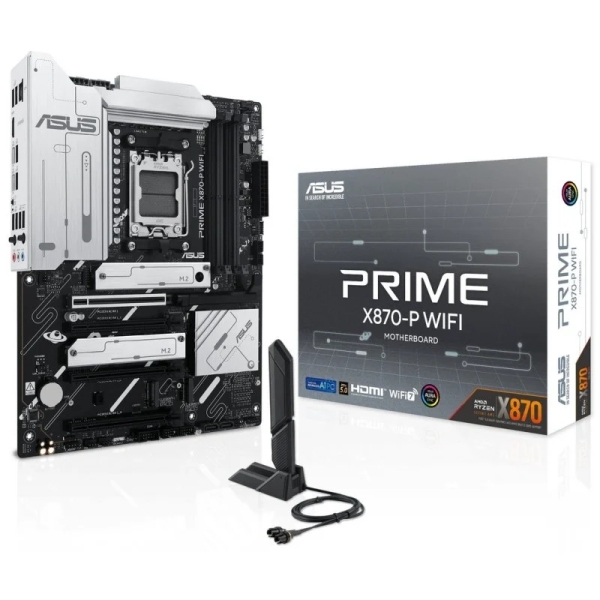 Asus Prime X870-P WIFI Placa Base AM5 -WiFi 7, Bluetooth, 4x DDR5, 4x M2, 4x Sata III, PCIe 4.0, 5.0, USB 2.0, 3.2, USB-C, RJ-45