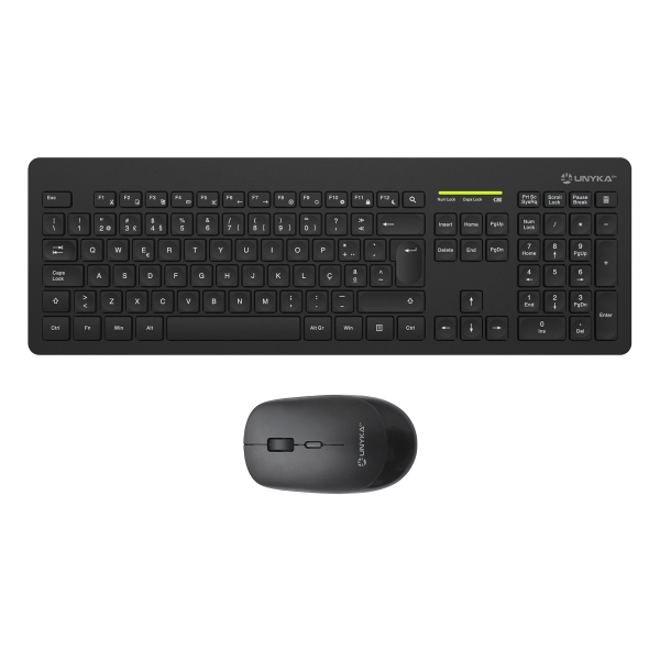 UNYKAch UK505446 tastiera Mouse incluso Ufficio RF Wireless QWERTY Portoghese Nero