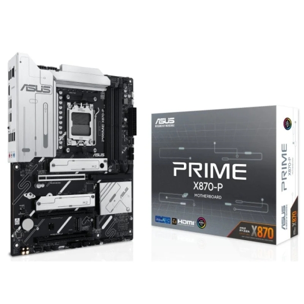 Asus Prime X870-P Placa Base AM5 - 4x DDR5, 4x M2, 2x Sata III, PCIe 4.0, 5.0, USB 2.0, 3.2, RJ-45, HDMI, DisplayPort - Factor d