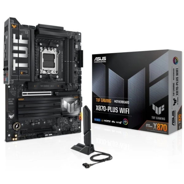 Asus TUF Gaming X870-PLUS WIFI Placa Base AM5 - WiFi, Bluetooth, HDMI, 4x DDR5, 2x SATA III, 4x M.2, PCIe 4.0, USB 2.0, 3.2, RJ-