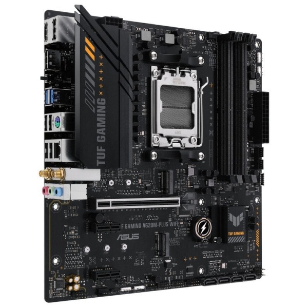 Asus TUF Gaming A620M-PLUS WIFI Placa Base AM5 - WiFi, Bluetooth, 4x DDR5, 2x M.2, 4x SATA III, PCIe 3.0, RJ-45, USB-A, USB-C -
