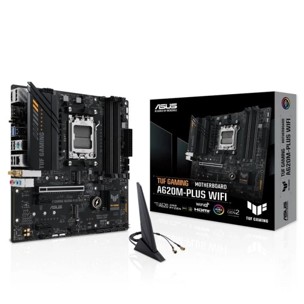 Asus TUF Gaming A620M-PLUS WIFI Placa Base AM5 - WiFi, Bluetooth, 4x DDR5, 2x M.2, 4x SATA III, PCIe 3.0, RJ-45, USB-A, USB-C -