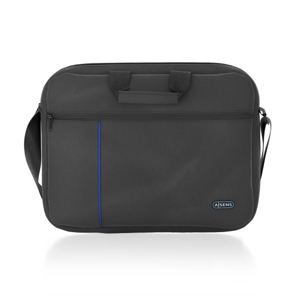 Aisens Maletin para Portatil 15,6" - Acolchado Fino - Bolsillo Frontal con Cremallera - Correa Ajustable - Color Negro