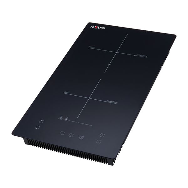 Muvip Cocina de Induccion Doble 2000W - 10 Niveles de Potencia - Apta para Encastrar o Sobremesa - Temporizador - Control contra