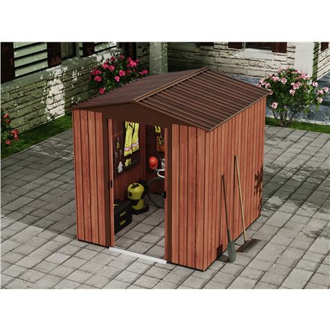 Sungarden Caseta de Metal - Puerta Corredera - 3,36M2 - Color Madera