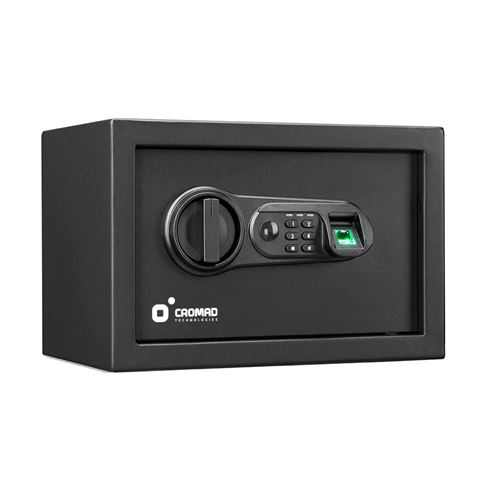 Cromad Caja Fuerte Electronica - Alto Nivel de Seguridad - De 4 a 8 Digitos - Huella Dactilar - Bisagras Ocultas - Incluye Llave
