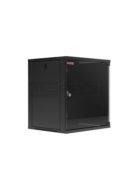 WP RWA-06604-B Armario Mural 6U Fondo 450 - Puerta de Cristal - Cerradura de Seguridad - Color Negro