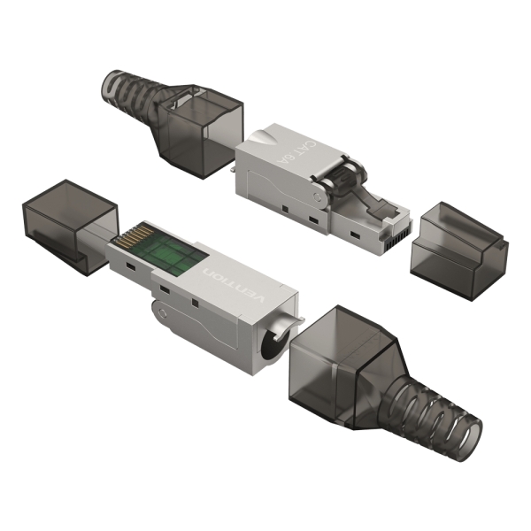 Vention Conector para Cable de Red RJ45 Cat.6 FTP - Sin Herramientas - Color Gris
