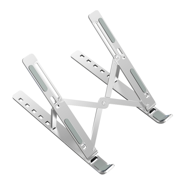 Ewent EW1266 Soporte Plegable de Viaje - Aleacion de Aluminio - Eleva de 5 a 15 cm tu Portatil - Color Plata