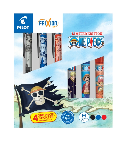 Pilot One Piece Caja Coleccionista con 3 Boligrafos Frixion Ball + 3 Boligrafos Frixion Ball Plus + 4 Stickers de Regalo - Borra