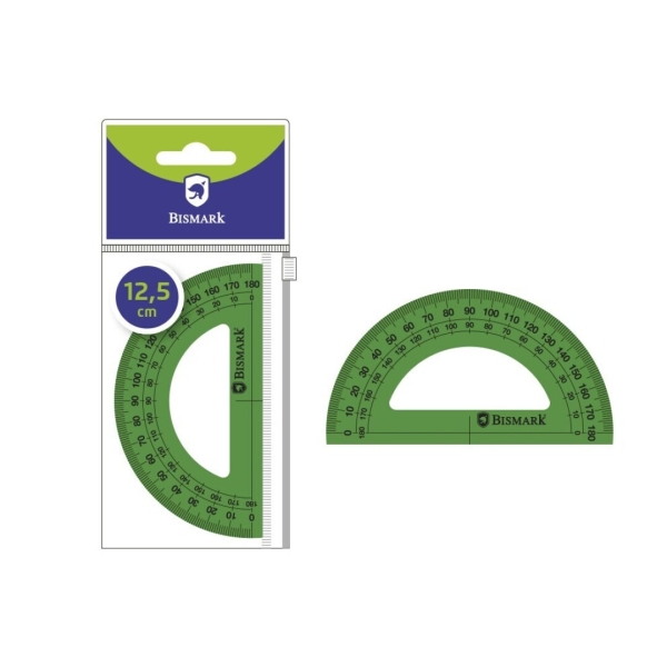 Bismark Transportador de Angulos Acrilico 12.5cm - Alta Calidad - Funda con Cierre - Color Verde