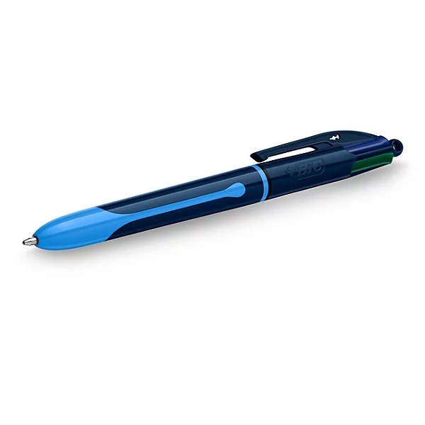 Bic 4 Colours Smooth Pro Black Barrel Ballpoint Pen 1.0mm Tip 0.32mm Line Black/Blue/Green/Red Ink [Pack 12] - 524095