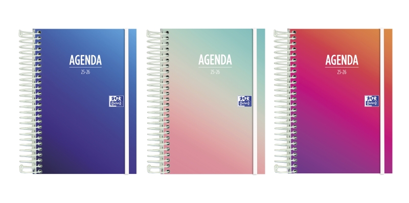 Oxford Gradient Agenda Escolar 25/26 Espiral Dia Pagina - Tamaño 8º - Tapa Extradura - Esquinas Microperforadas - Espacio para N