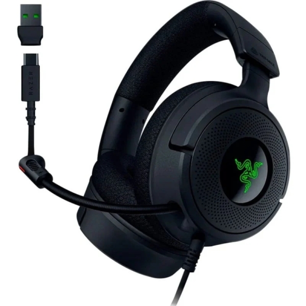 Razer Kraken V4 X Auriculares Gaming - Microfono Plegable Cardioide Razer HyperClear - Sonido 7.1 - Multiplataforma - Conexion U