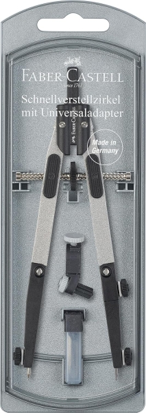 Faber-Castell Compas de Ajuste Rapido 3.5mm - Articulaciones en ambos Brazos - Para Circunferencias de hasta Ø 390mm - Accesorio