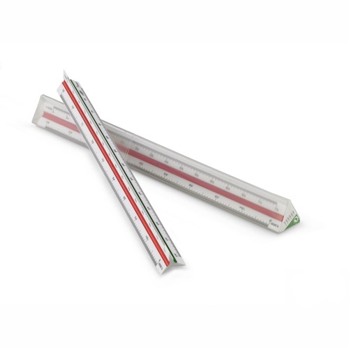 Faibo Regla Escala de Reduccion de 30cm - Escala 1:100, 1:200, 1:250, 1:300, 1:400, 1:500 - 3 Ranuras de Color