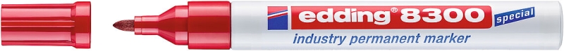 Edding 8300 Rotulador Permanente Industrial - Punta Redonda 1.5-3mm - Tinta Resistente al Desgaste, Roce y Luz - Color Rojo