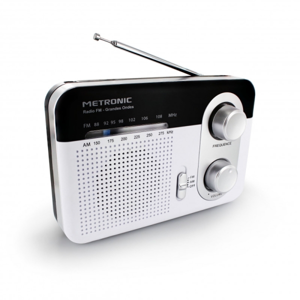 Metronic Radio Portatil AM/FM y Onda Larga - Colo blanco