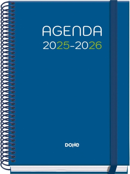 Dohe Logic Agenda Escolar 25/26 Espiral A5 - Dia Pagina - Papel 70g/m2 - 4 Hojas de Pegatinas - Cubierta de Carton Plastificado - Cierre con Goma Elastica