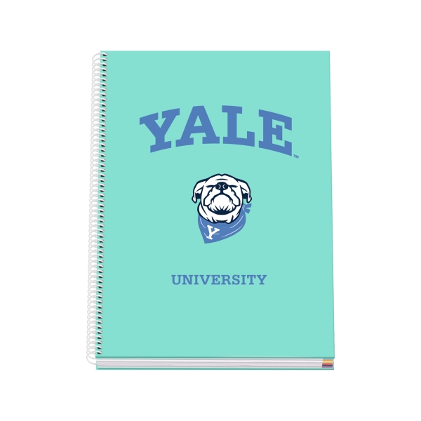 Dohe Yale Dog Cuaderno Espiral A4 100 Hojas Microperforadas Cuadricula 5mm - Tapa Dura Carton Forrado - Bandas de Color