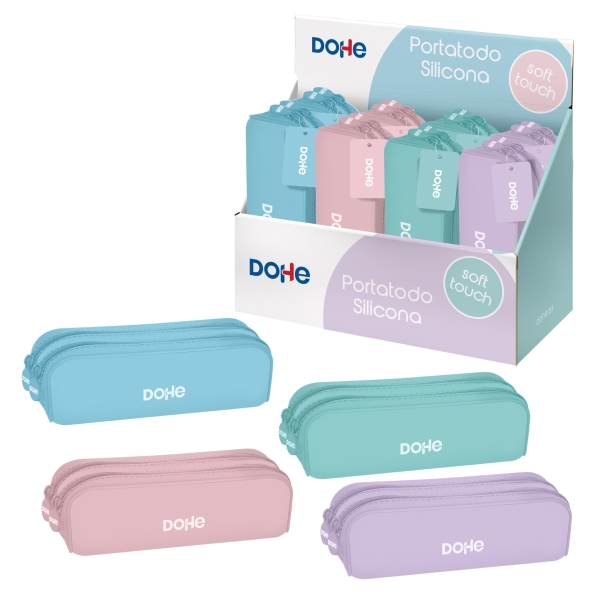 Dohe Serenity Expositor con 8 Portatodos Dobles de Silicona - Cierre con Cremallera y Tirador de Goma - Colores Surtidos