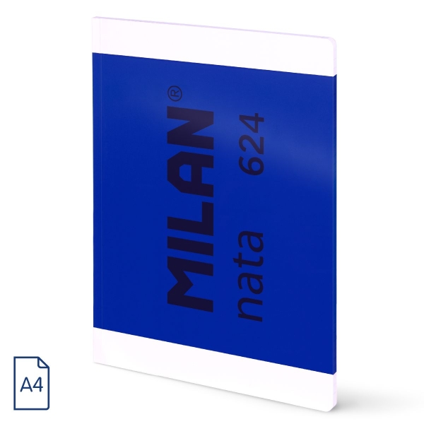 Milan Nata 624 Libreta Encolada Formato A4 Cuadricula 5x5mm - 48 Hojas de 95 gr/m2 - Microperforado - Color Azul