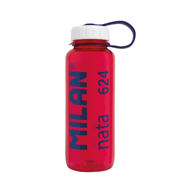 Milan Nata® 624 Botella de Tritan 0.65L - Muy Ligera - Dosificador Extraíble - Escala de Medida - Libre de BPA - Rosa Transparente/Blanco