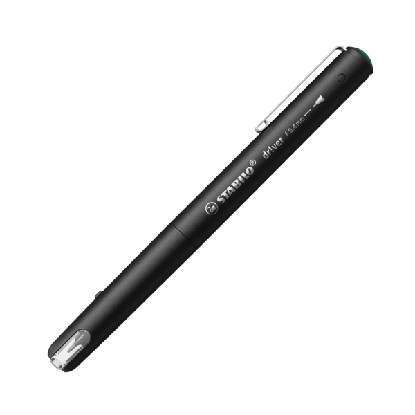 Stabilo Dr!ver Rotulador de Punta Fina 0.4mm - Tinta a Prueba de Manchas, Inodora y con Base al Agua - Fabricado con 94% de Bioplastico - Color Verde