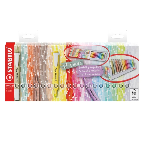 STABILO swing cool evidenziatore 18 pz Punta smussata Multicolore