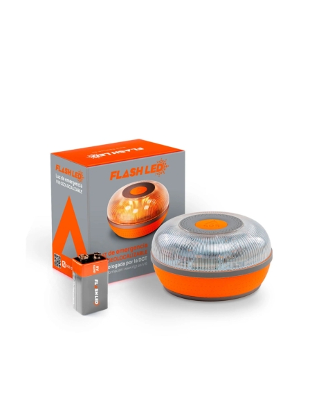 FlashLED SOS Baliza de Señalizacion de Emergencia en Carretera V16 - Homologada por la DGT - SIM - GPS - Visibilidad 1Km - Resis