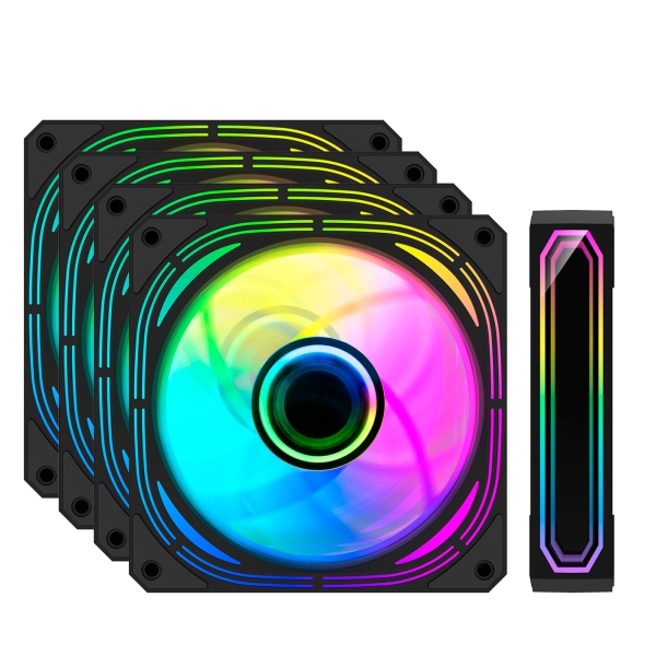 CoolBox Infinity Pro ARGB Case per computer Ventilatore 12 cm Nero 4 pz