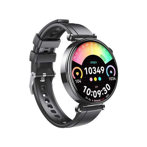 XO GT4 Mini Reloj Smartwatch Pantalla Redonda 1.32" AMOLED - Multideporte - Monitoreo del Sueño - Llamadas BT - IP68 - Color Neg