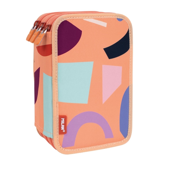 Milan Fun Animals Plumier de 3 Pisos con Goma de Borrar, Sacapuntas, Lapiz, 3 Boligrafos, Regla, 12 Lapices de Colores, 6 Lapice