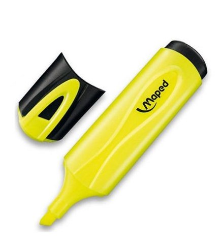 Maped Peps Classic Marcador Fluorescente - Punta Biselada - Trazo de 1 a 5mm - Ideal para Subrayar y Resaltar - Color Amarillo